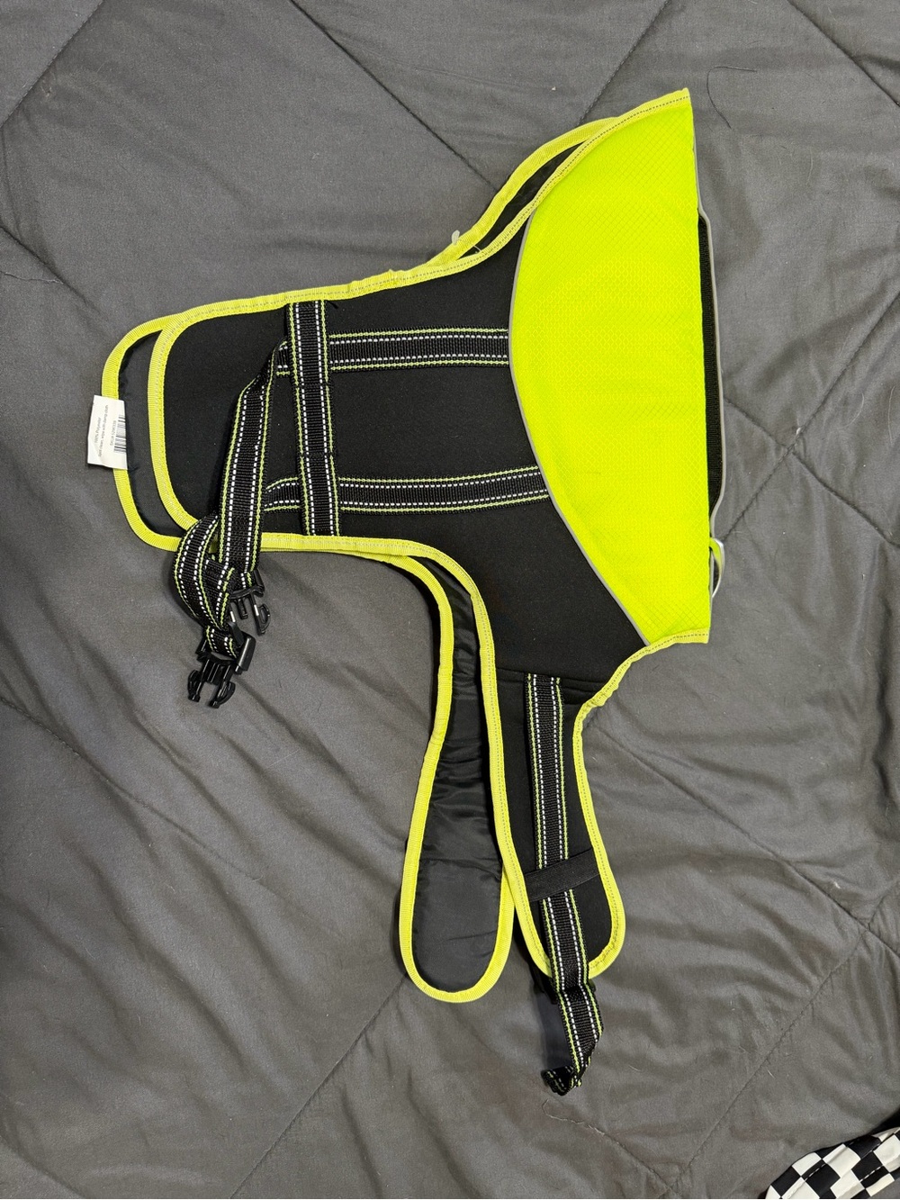 High-Visibility Neon Yellow & Black Dog Harness